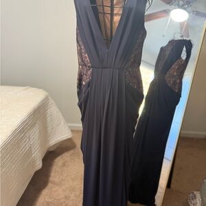 BCBG Kamara Midnight Blue Lace Evening Gown